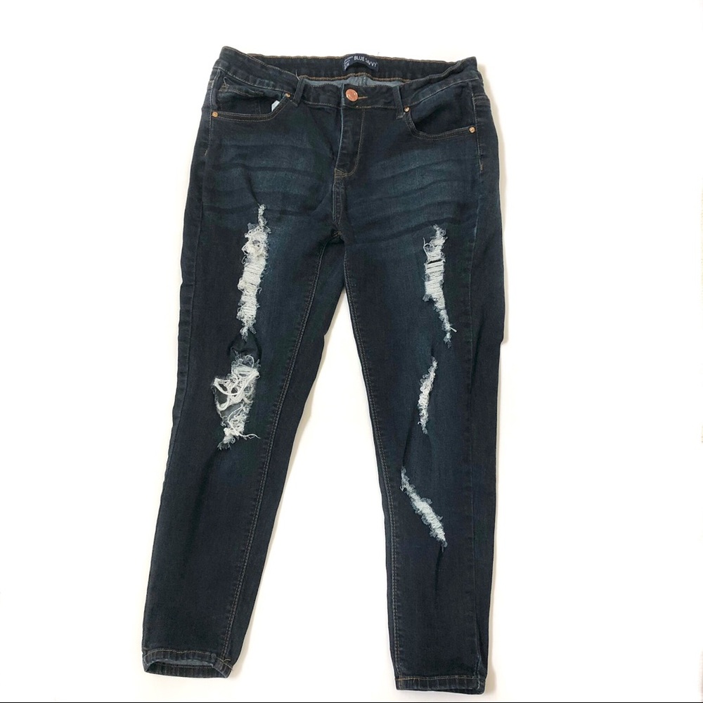 Blue Saavy distressed stretch denim size 16